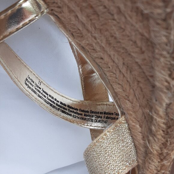 MERONA Gold Wedge Espadrilles Sandals | Size 11M w/Box - Picture 11 of 12